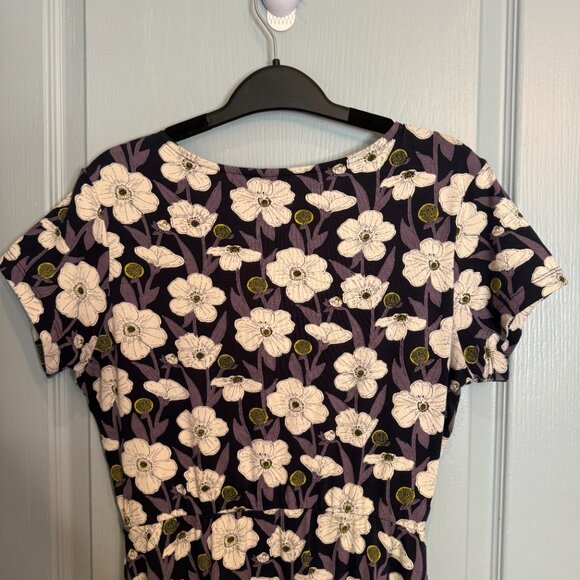 Seasalt Cornwall Riviera II Dress Size US 8 Organic Cotton Black Purple Floral - Picture 8 of 15